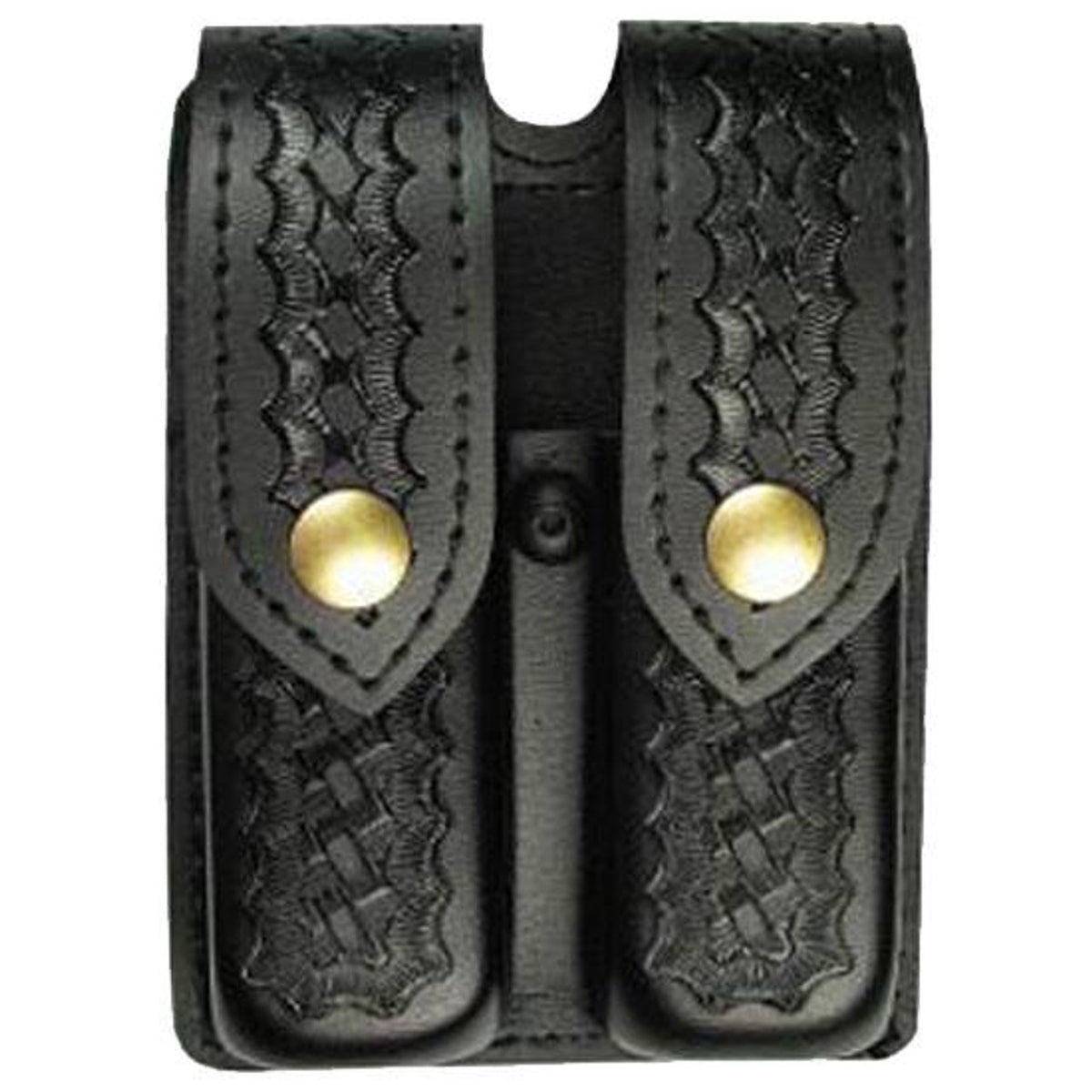 Safariland DBL Mag Holder Model 77 Basket Weave Fit Code 5 Gold Snaps