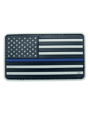 US Flag Grey W/ Blue Stripe Patch PVC