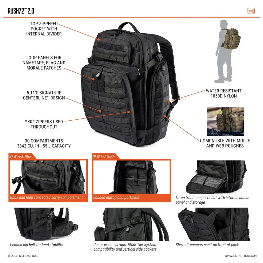 5.11 Rush12 2.0 Backpack Blue Line Innovations
